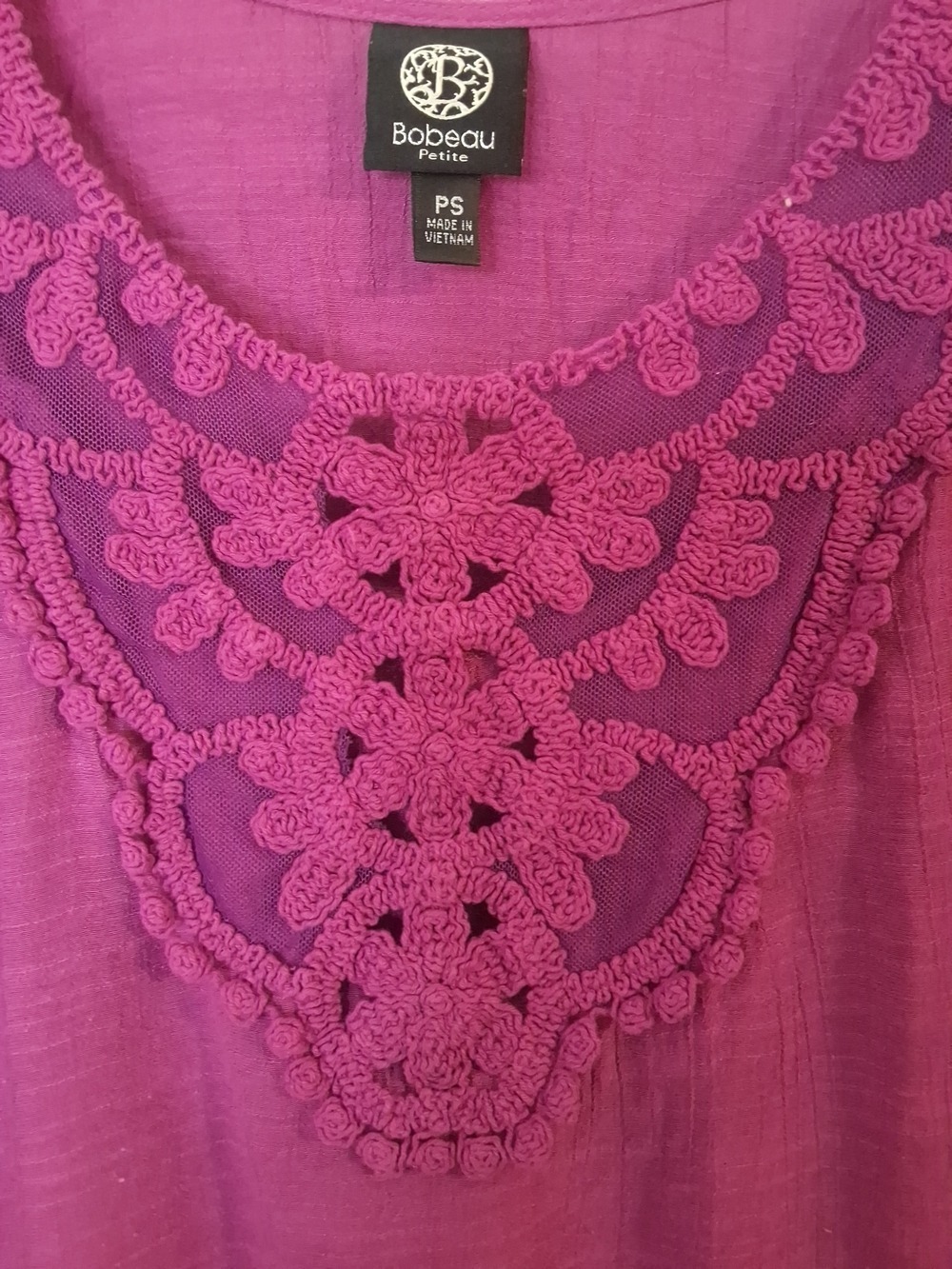 Bobeau Petite Magenta Crochet Lace Boho Blouse Petite Small - Picture 6 of 7